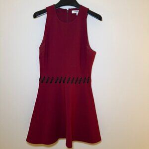 Elizabeth and James maroon mini flare dress with laced waist detail size 4